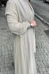 Kolları yakası payet detaylı abaya Bej