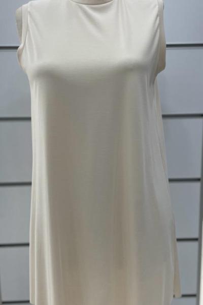 Kolsuz uzun banbu bluz Krem