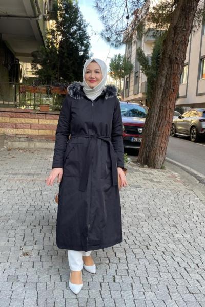 Kopşonu kürk deyatlı yagmurluk Anadolu Siyahı