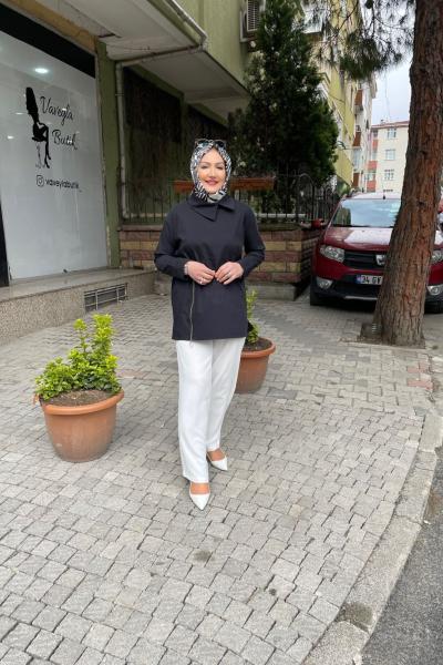 Krep bol paça pantolon Beyaz