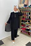 Krep pantolonlu abiye takım Siyah