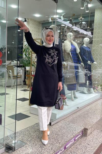 Lale desenli tunık Anadolu Siyahı