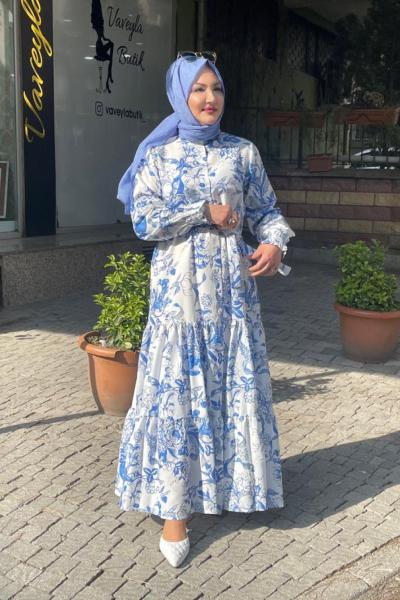 Mavi çiçekli elbise Mavi