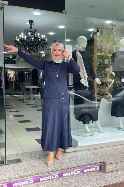 Merserıze eteklı takım Lacivert