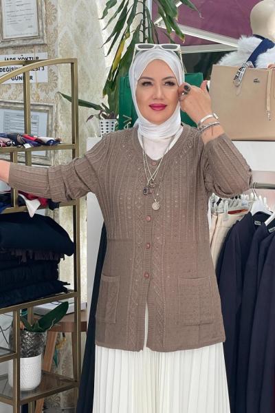 Merserıze ınce örme hırka Vizon