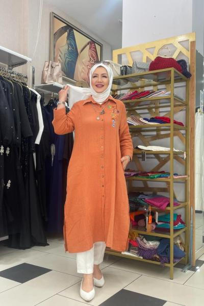 Nakişli elbıse Turuncu