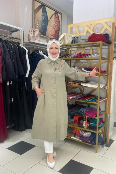 Nakişli elbıse Yeşil