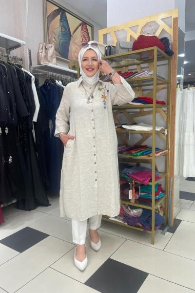 Nakişli elbıse Bej