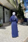 Omuzu ve kol ucu taşlı abaya Lacivert Marin