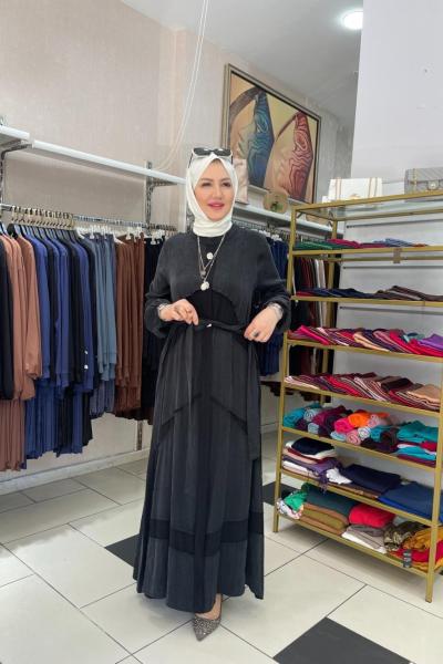 Ön detayı dügmeli elbise Siyah