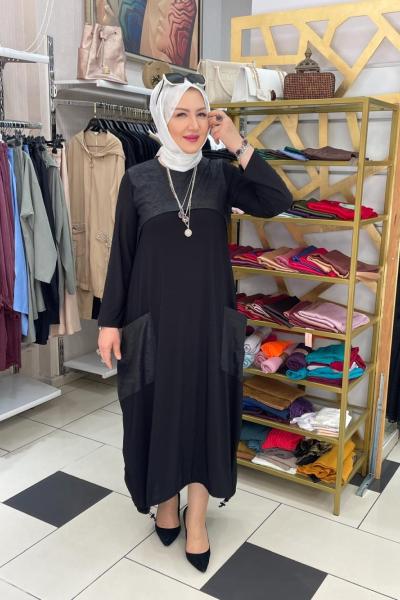 Ön detaylı elbıse Siyah