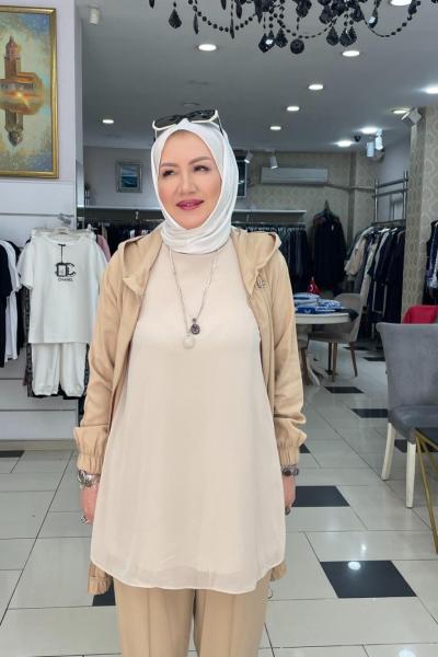 Ön kısmı şifon detayli içlik Krem