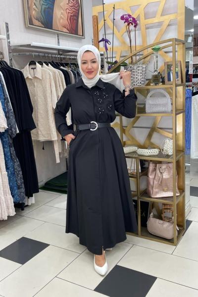 Önden düğmeli elbise  Anadolu Siyahı