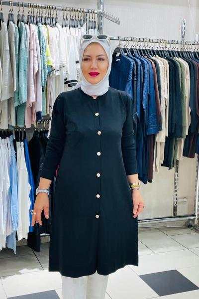 Önden dügmeli hırka  Siyah