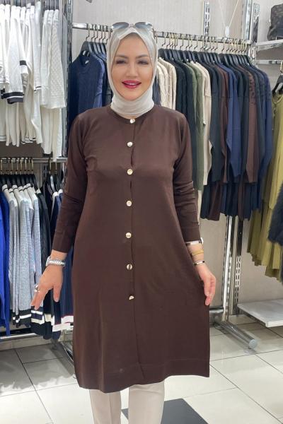 Önden dügmeli hırka  Kahverengi