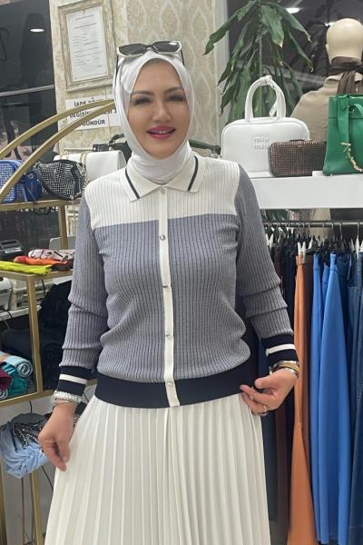 Önden dügmeli kazak Lacivert