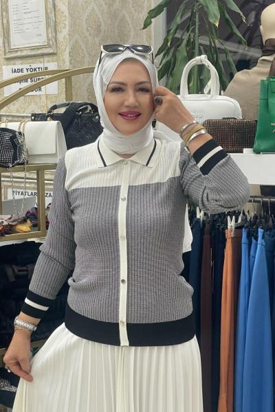 Önden dügmeli kazak Siyah