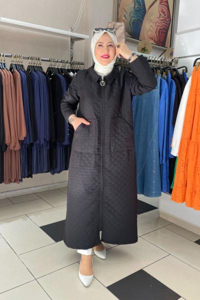 Önden fermuarlı kap Siyah