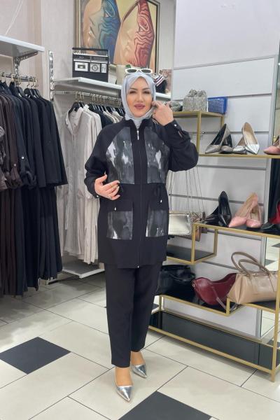 Önden fermuarlı takım Anadolu Siyahı