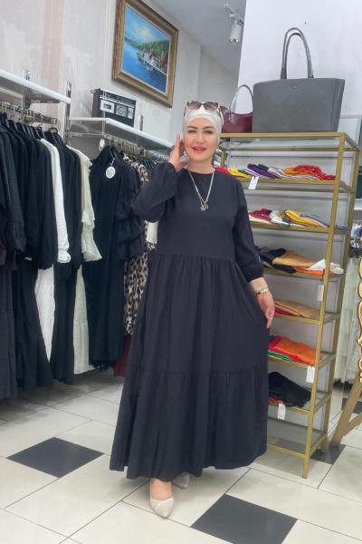Öntarafı duz etek ucu kat kat Siyah