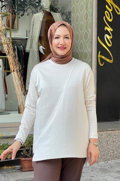 Önü çapraz dikişli önü kısa arkası uzun Taş Rengi