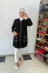 Önü file ve kuş gozul tunık Siyah