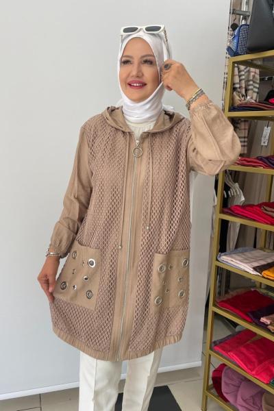 Önü file ve kuş gozul tunık Bej