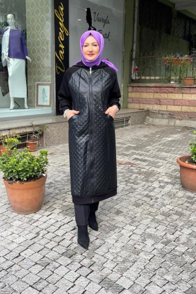 Önü kapıtone kalları polar kap Siyah