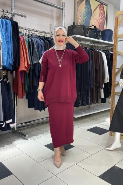 Onu oval etekli takım Bordo