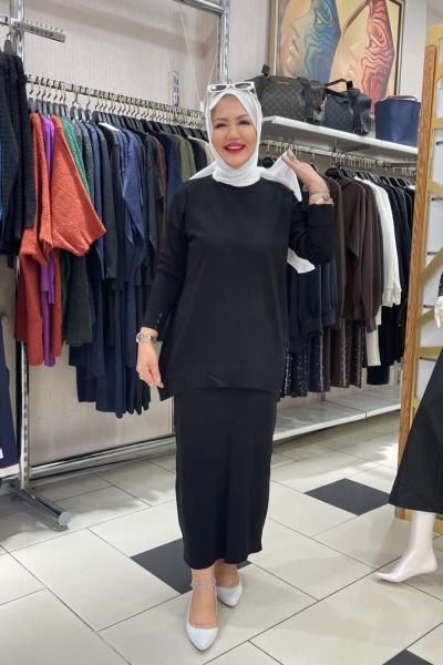 Onu oval etekli takım Siyah