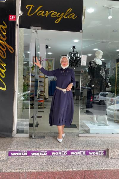 Önünde fermuar detaylı elbise Lacivert