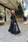 Organzeli ceket abaya Anadolu Siyahı