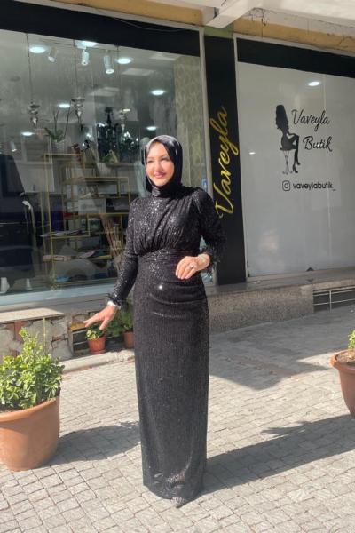 Paletlı elbıse Anadolu Siyahı