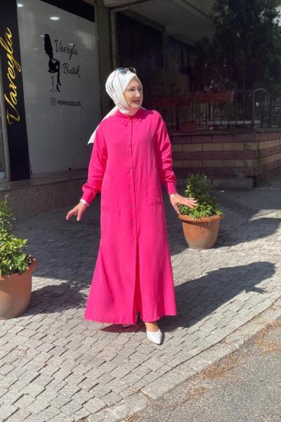 Pamuklu gömlek tunık Pembe