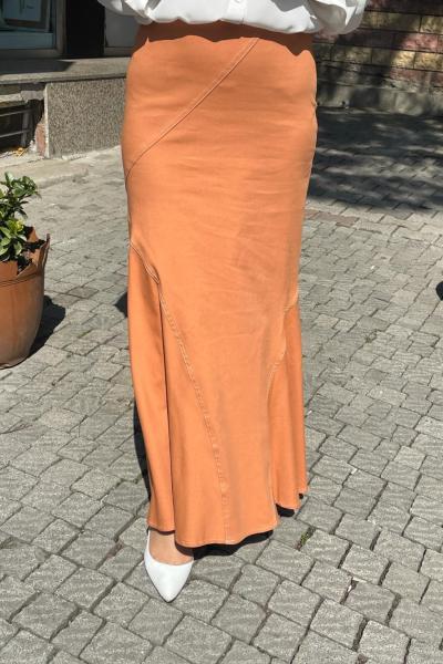 Pamuklu gabardin balık etek Turuncu