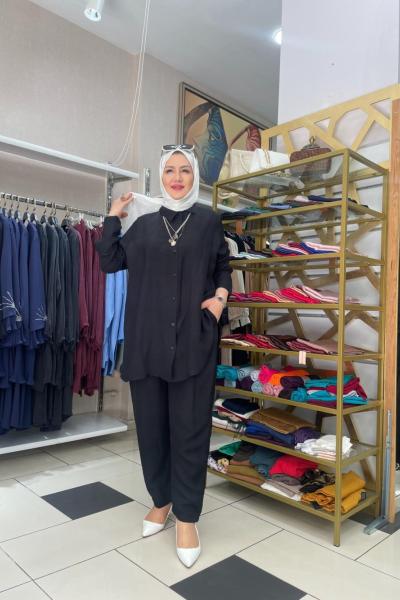 Pamuklu pantolonlu takım  Siyah