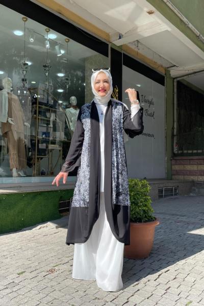 Pantalonlu paletli abiye takım Siyah