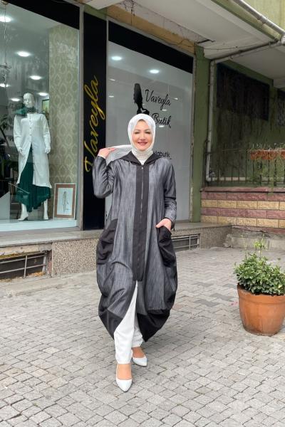 Paraşut gecişli kap Siyah