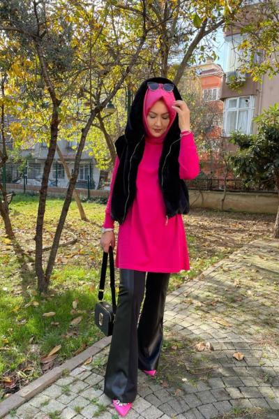 Peluş Yelek Siyah Yasemin