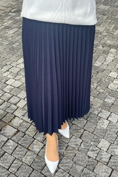 Pliseli Etek Lacivert