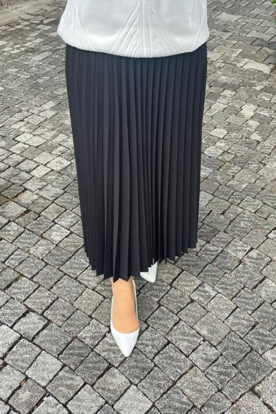 Pliseli Etek Siyah
