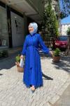 Pul detaylı ikili abaya Mavi