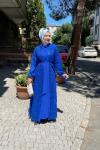 Pul detaylı ikili abaya Mavi