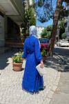 Pul detaylı ikili abaya Mavi
