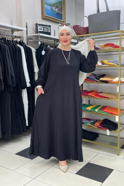 Sade modal duz elbıse Siyah