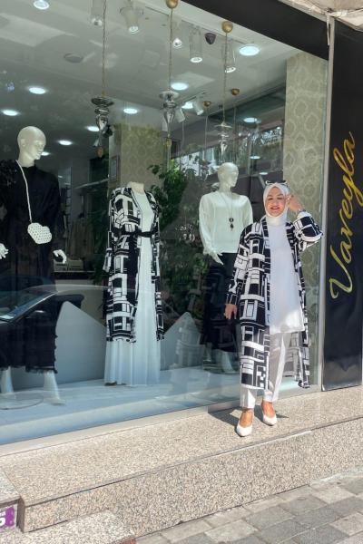 Şal desenli abaya Anadolu Siyahı