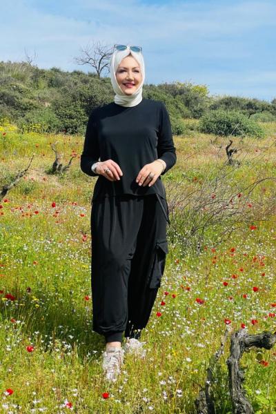 şalvar takım ital sendi kumaş Siyah