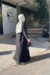 Şifon detaylı 2 omuzu taşlı abaya Siyah