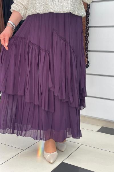 Şifon etek Mor