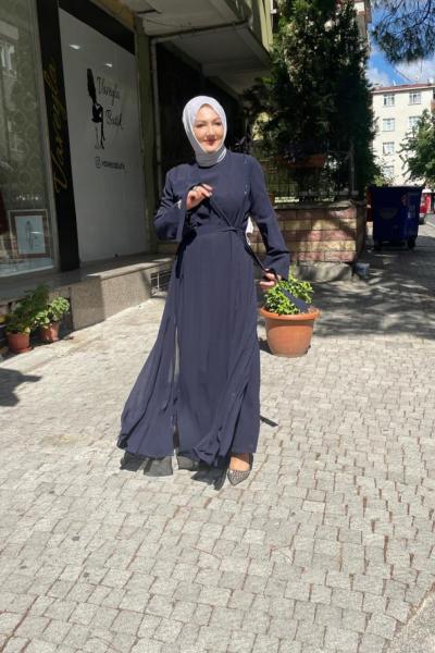 Şifon pırıltılı abaya Lacivert
